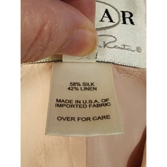 Vtg Oscar de la Renta Skirt Sz 8 Blazer Sz 6 Pale Pink Silk Linen Skirt Suit - Picture 15 of 15